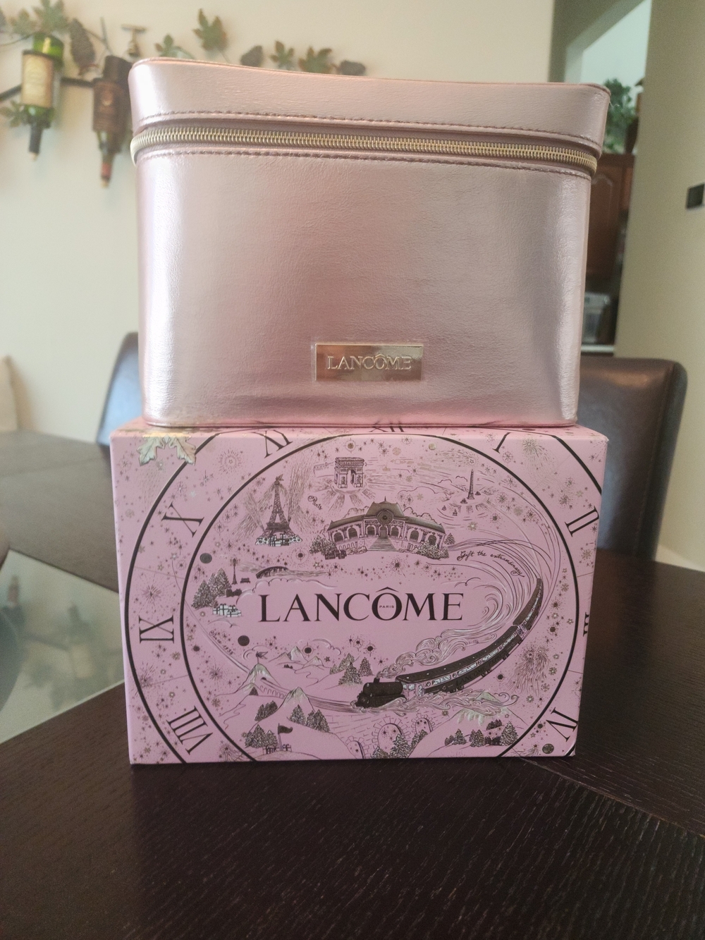 Lancôme Pink Metallic Makeup Case with Gift Box NWOT